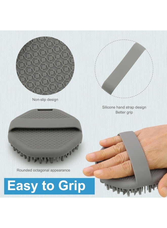 Premium Silicone Body Scrubber - Gentle Exfoliating Brush with Non-Slip Handle for All Skin Types (Grey) - Image 3